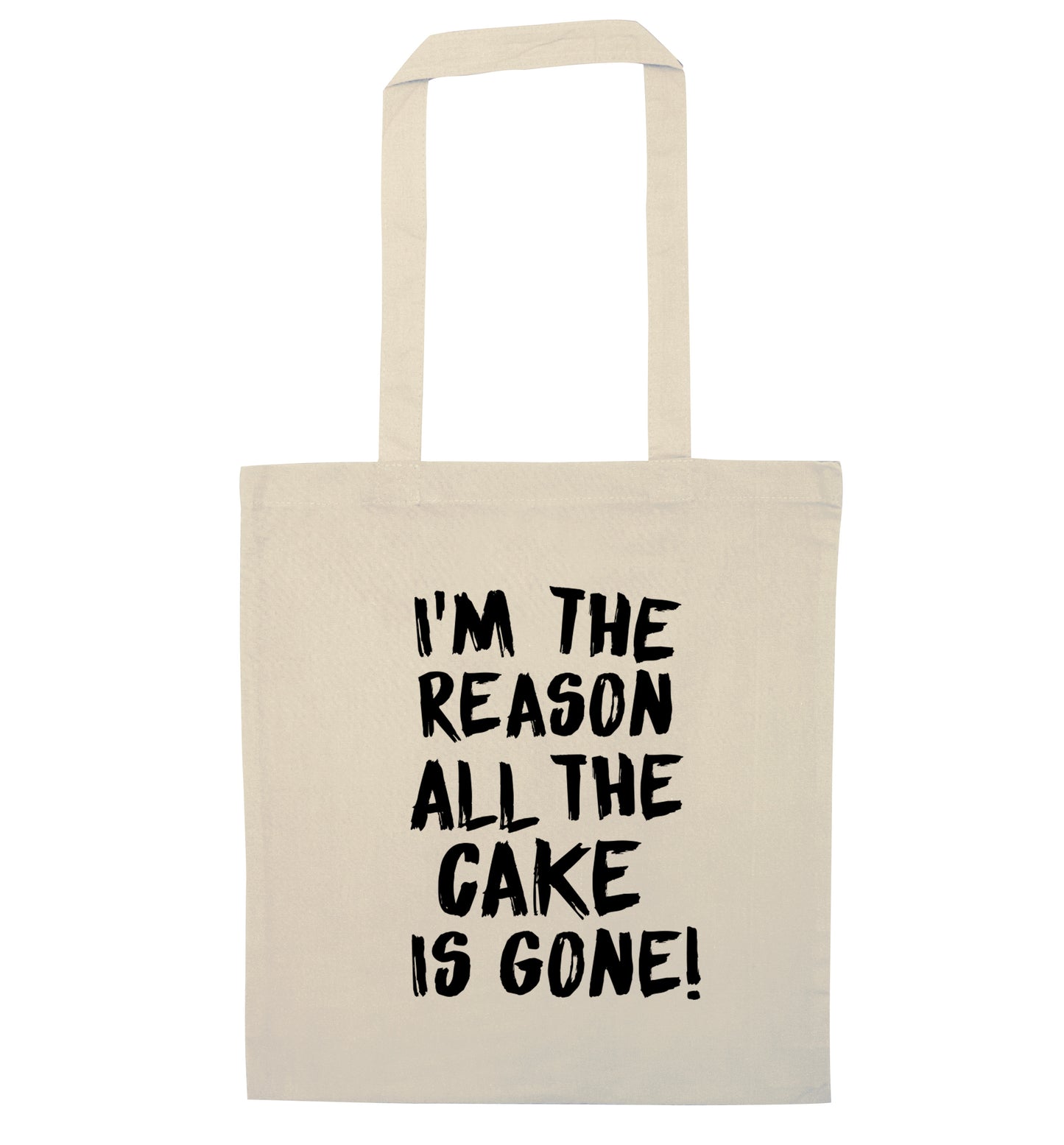 I'm the reason all the cake is gone natural tote bag