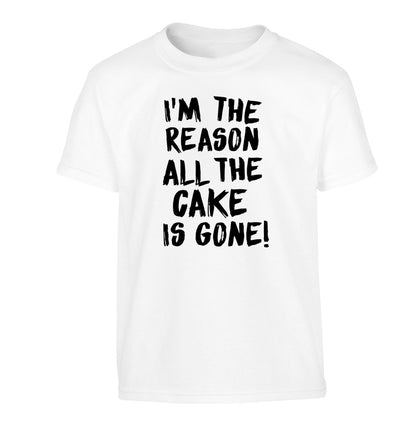 I'm the reason all the cake is gone Children's white Tshirt 12-13 Years