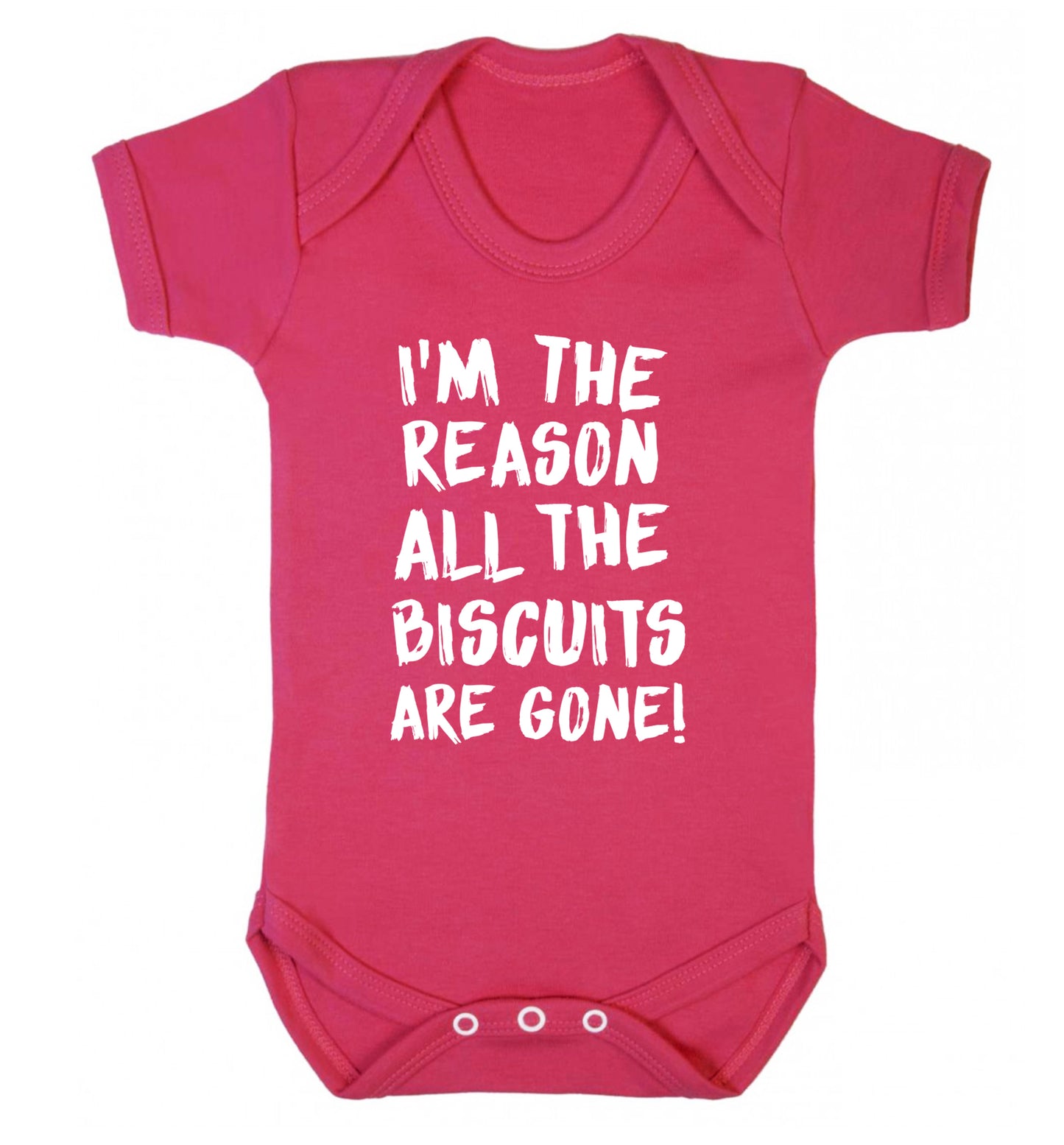 I'm the reason why all the biscuits are gone Baby Vest dark pink 18-24 months