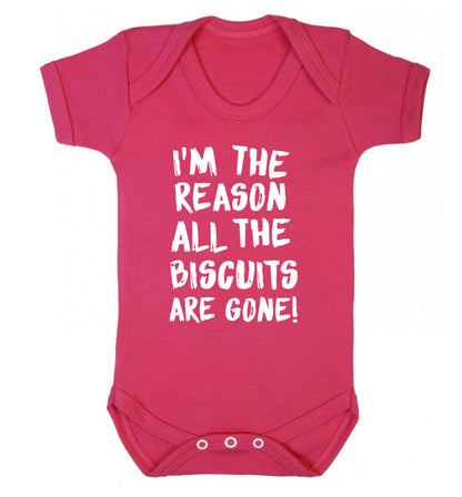 I'm the reason why all the biscuits are gone Baby Vest dark pink 18-24 months
