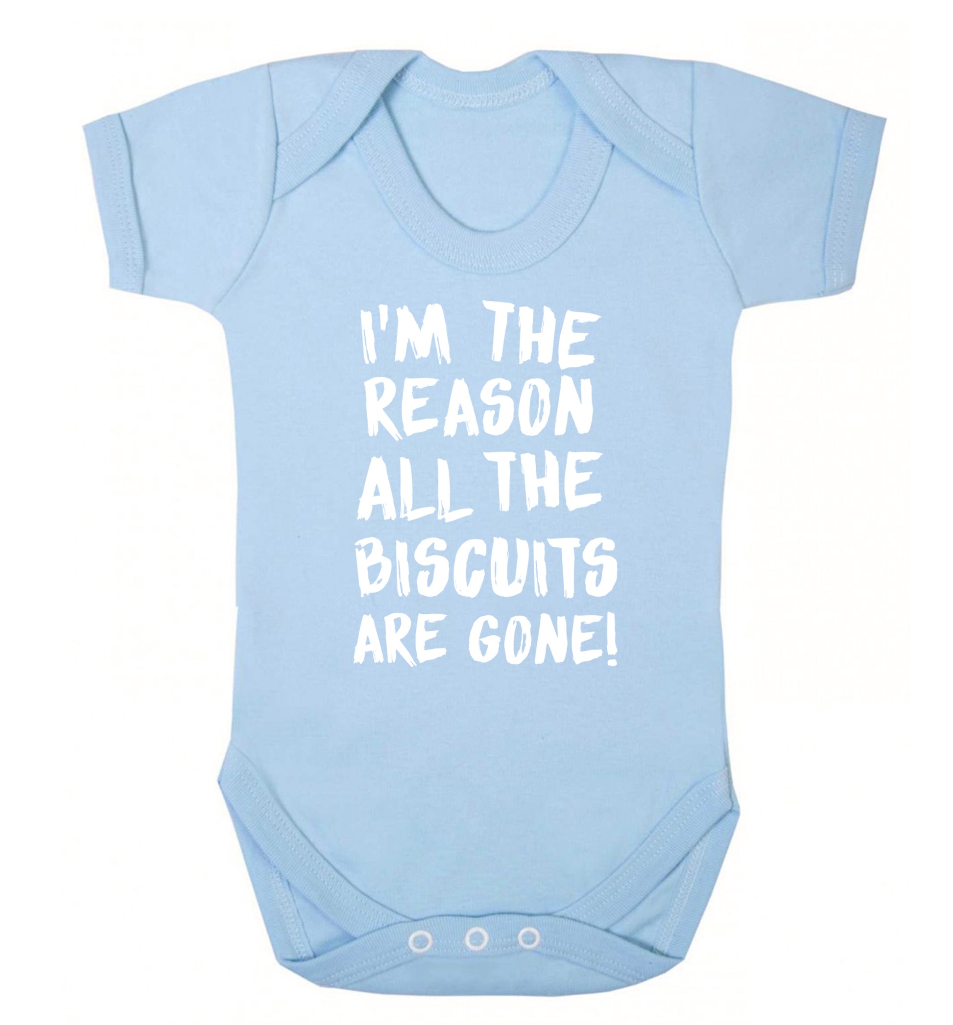 I'm the reason why all the biscuits are gone Baby Vest pale blue 18-24 months