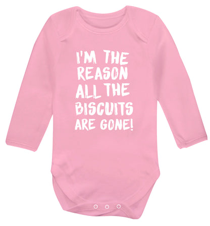 I'm the reason why all the biscuits are gone Baby Vest long sleeved pale pink 6-12 months