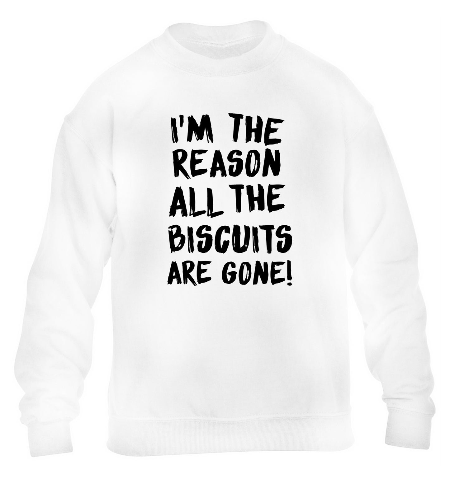 I'm the reason why all the biscuits are gone children's white sweater 12-13 Years