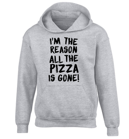 I'm the reason why all the pizza is gone children's grey hoodie 12-13 Years