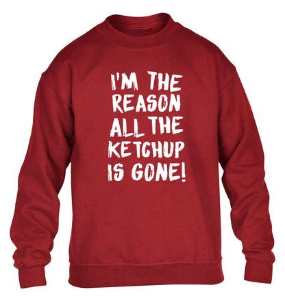 I'm the reason why all the ketchup is gone children's grey sweater 12-13 Years