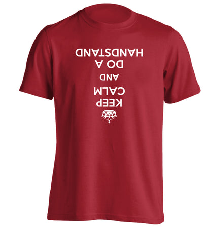Keep calm and do a handstand adults unisex red Tshirt 2XL
