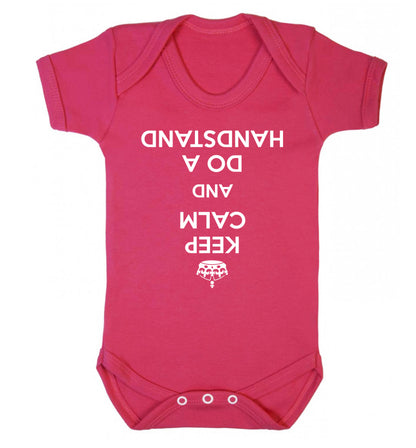 Keep calm and do a handstand Baby Vest dark pink 18-24 months