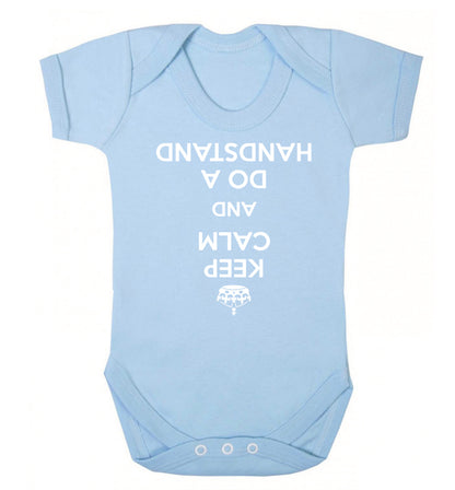 Keep calm and do a handstand Baby Vest pale blue 18-24 months