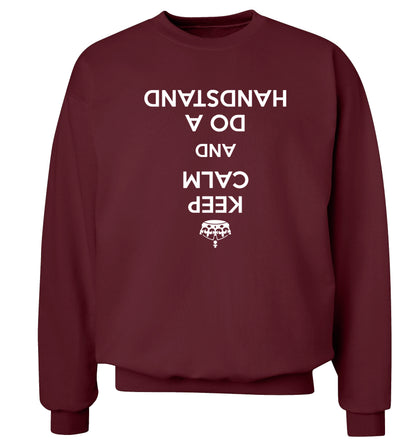 Keep calm and do a handstand Adult's unisex maroon Sweater 2XL