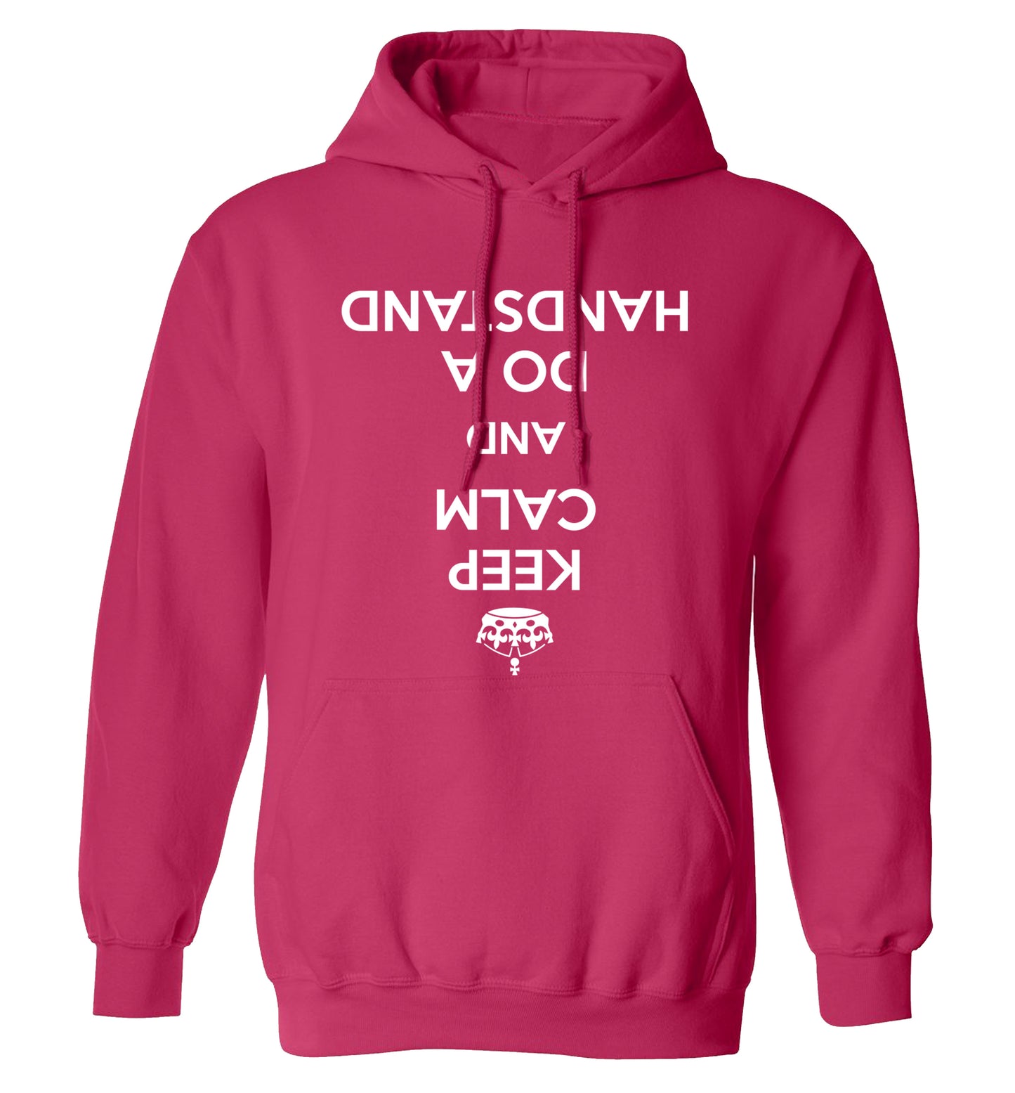 Keep calm and do a handstand adults unisex pink hoodie 2XL