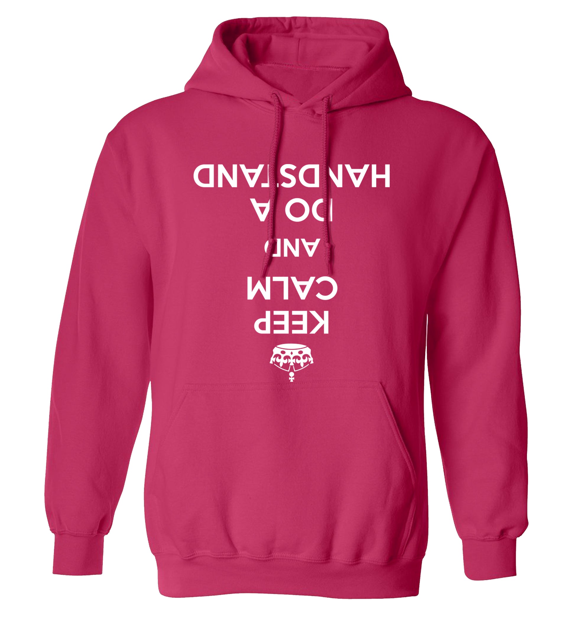 Keep calm and do a handstand adults unisex pink hoodie 2XL