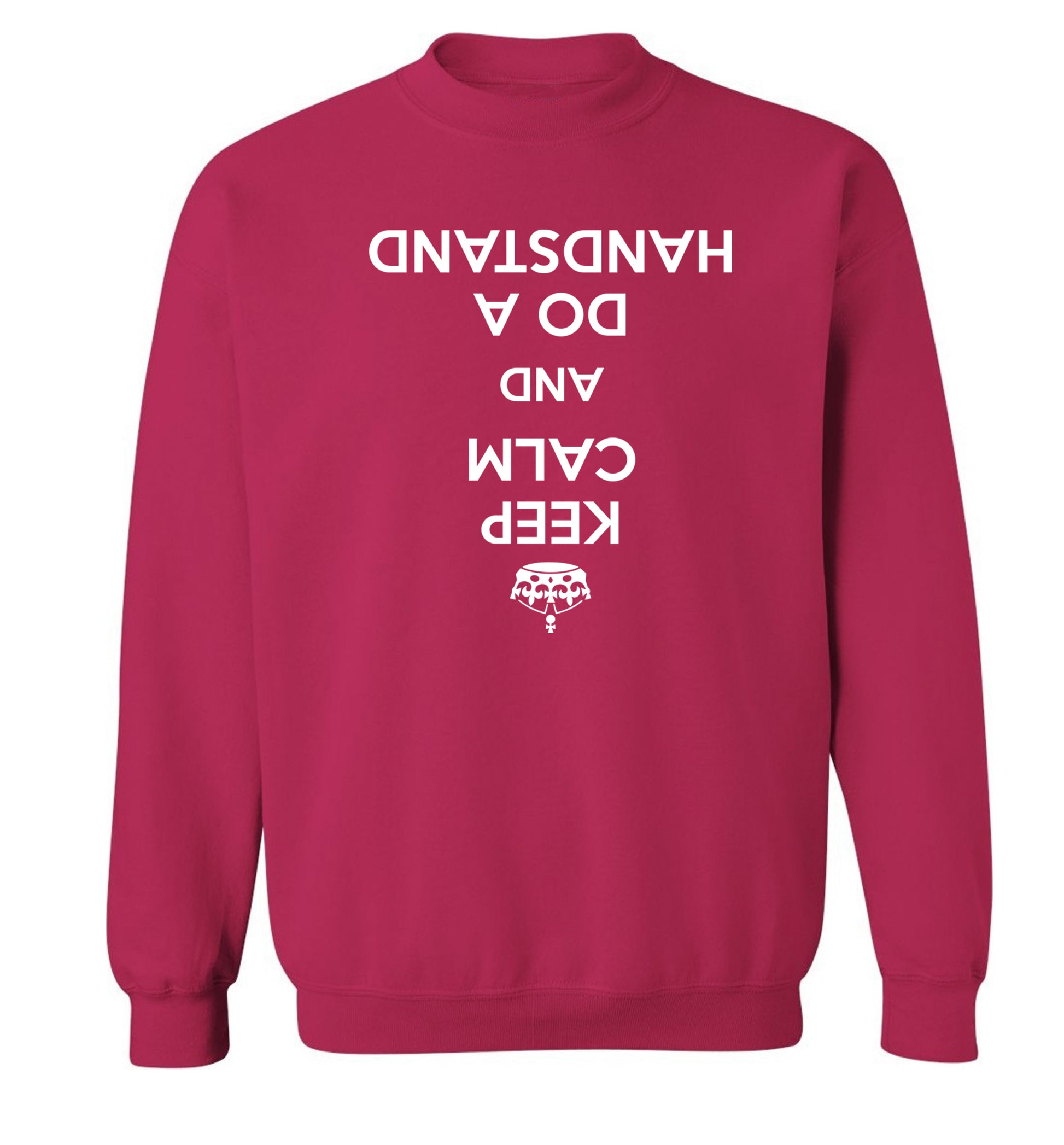 Keep calm and do a handstand Adult's unisex pink Sweater 2XL
