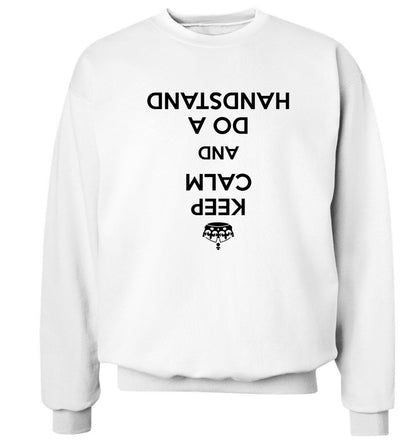 Keep calm and do a handstand Adult's unisex white Sweater 2XL