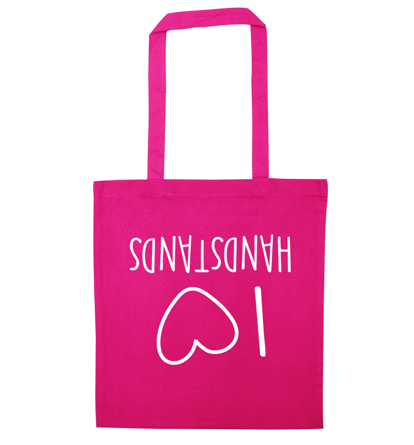 I love handstands pink tote bag