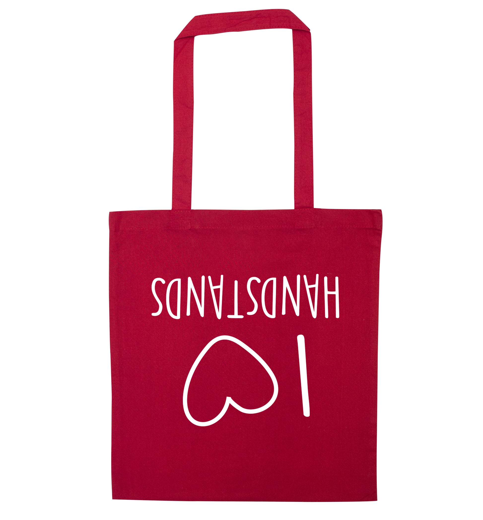 I love handstands red tote bag
