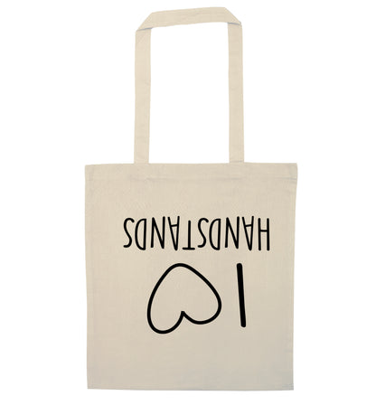 I love handstands natural tote bag