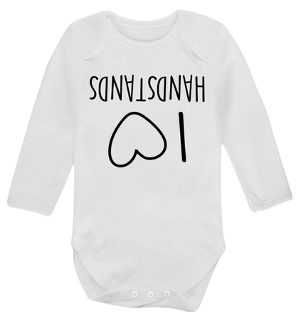 I love handstands Baby Vest long sleeved white 6-12 months