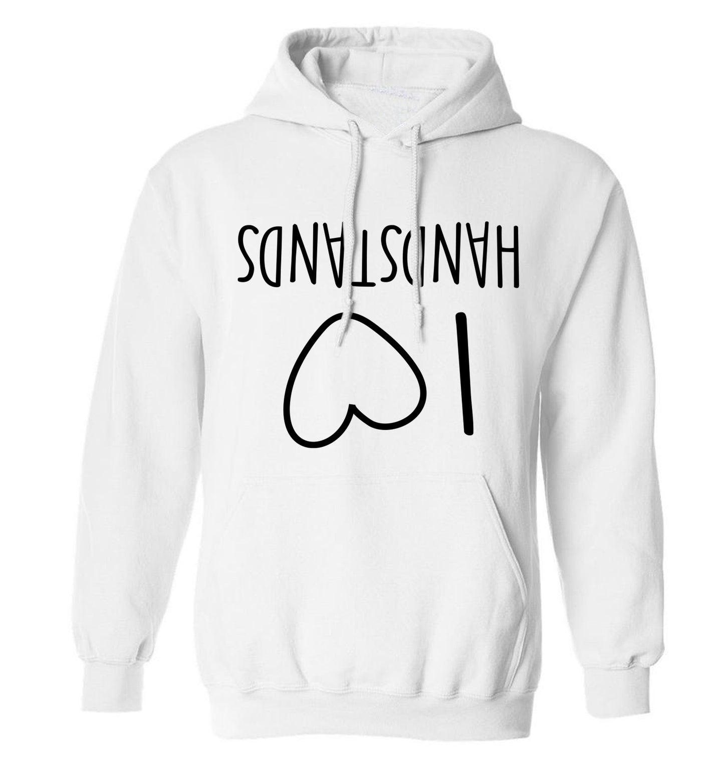 I love handstands adults unisex white hoodie 2XL