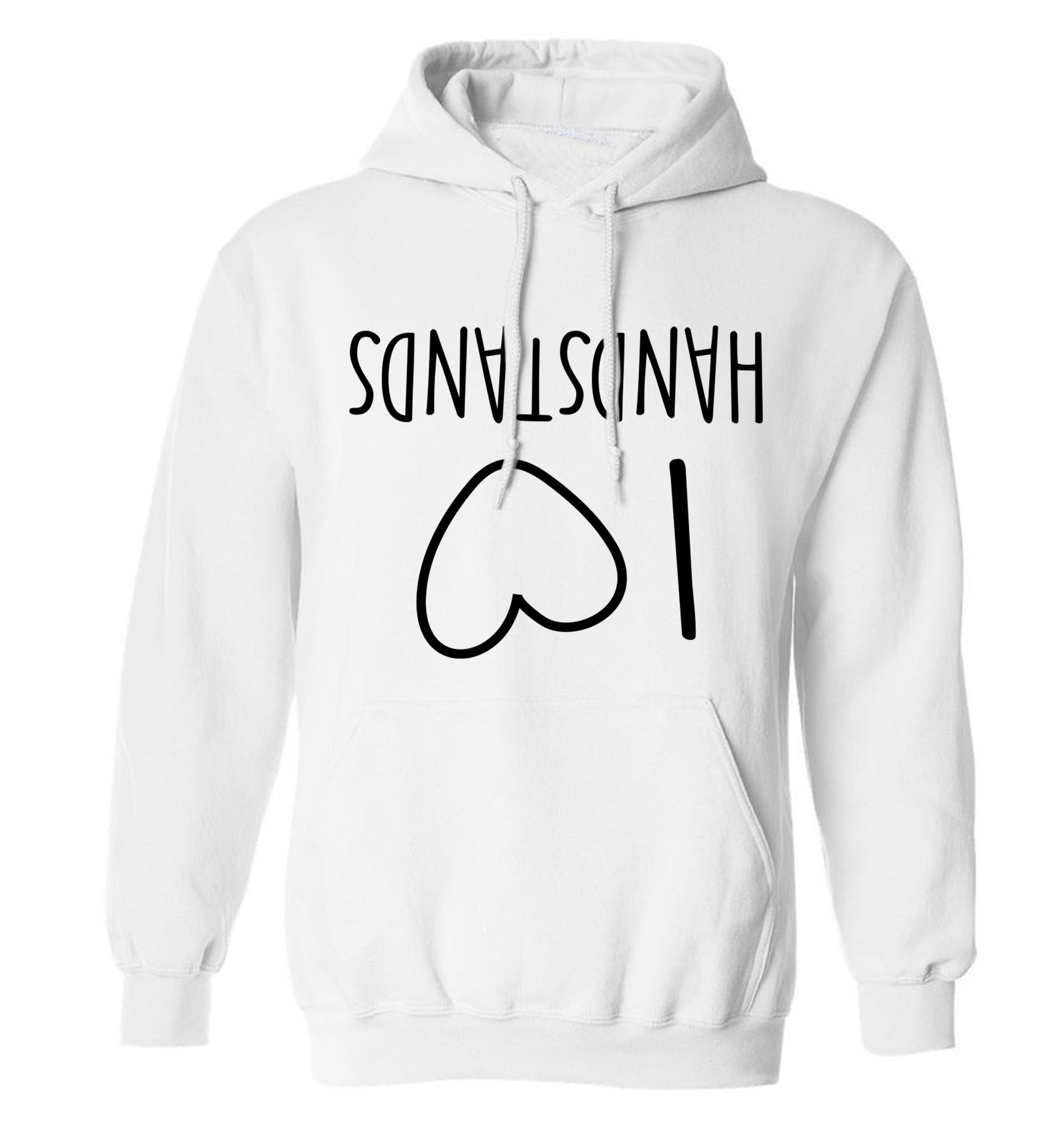 I love handstands adults unisex white hoodie 2XL