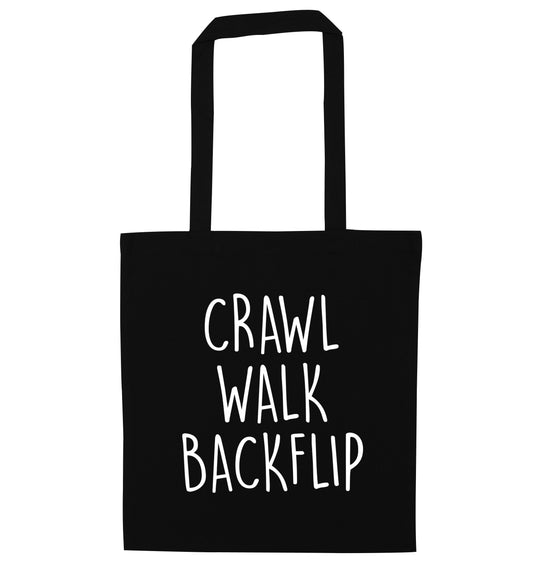 Crawl Walk Backflip black tote bag