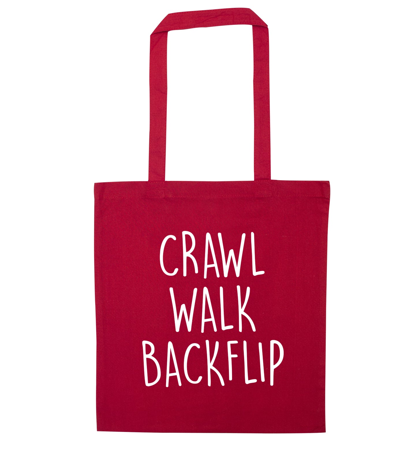 Crawl Walk Backflip red tote bag