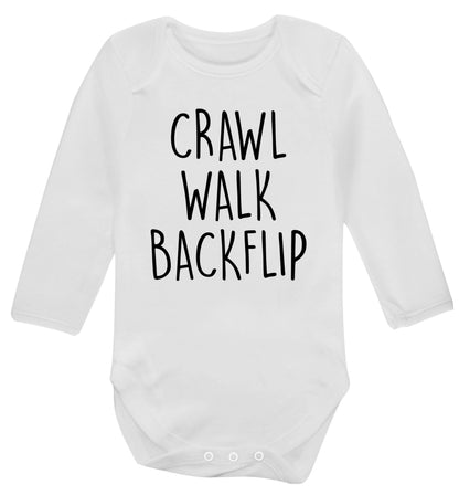 Crawl Walk Backflip Baby Vest long sleeved white 6-12 months