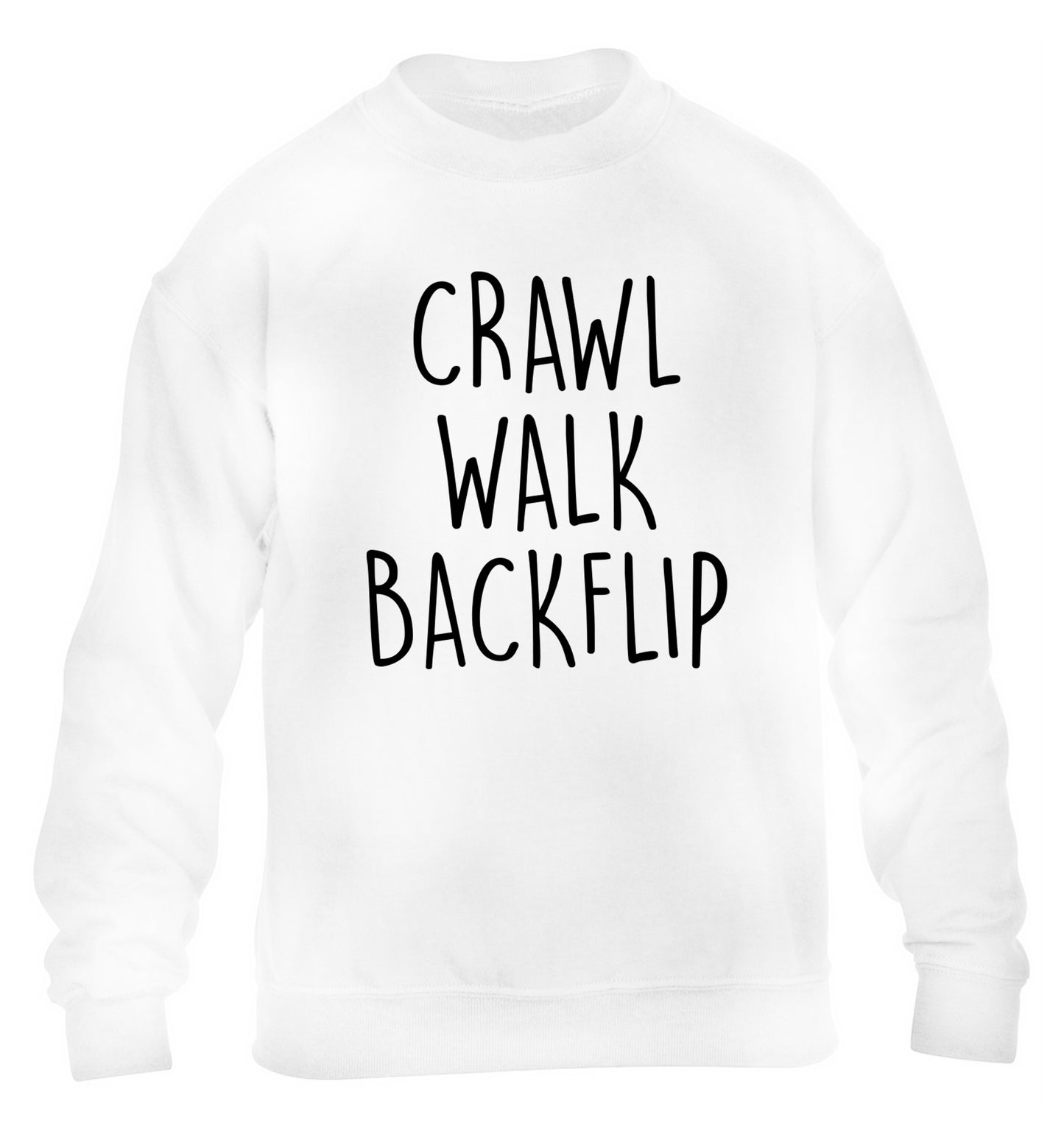Crawl Walk Backflip children's white sweater 12-13 Years