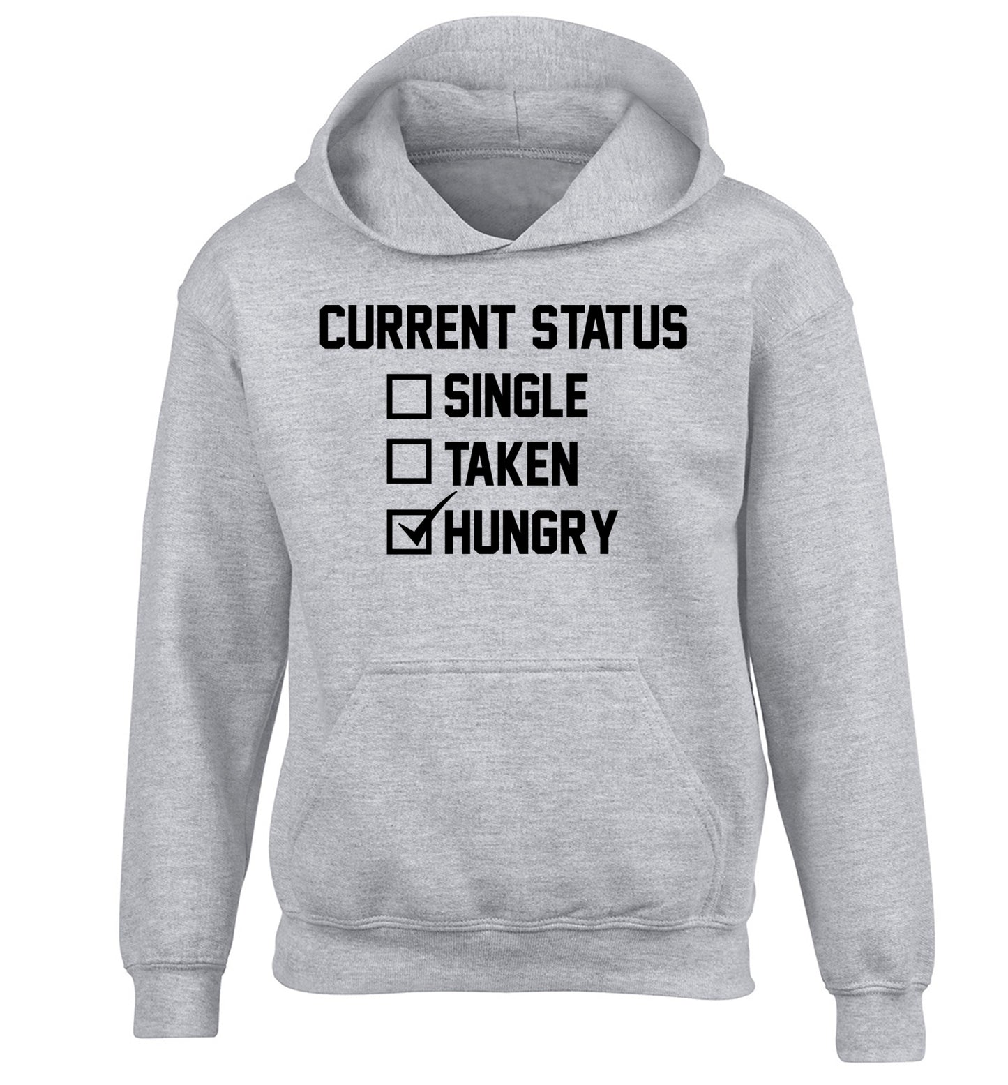 Relationship status single taken hungry children's grey hoodie 12-13 Years