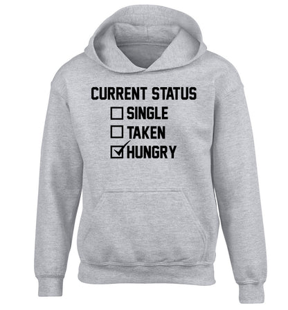 Relationship status single taken hungry children's grey hoodie 12-13 Years