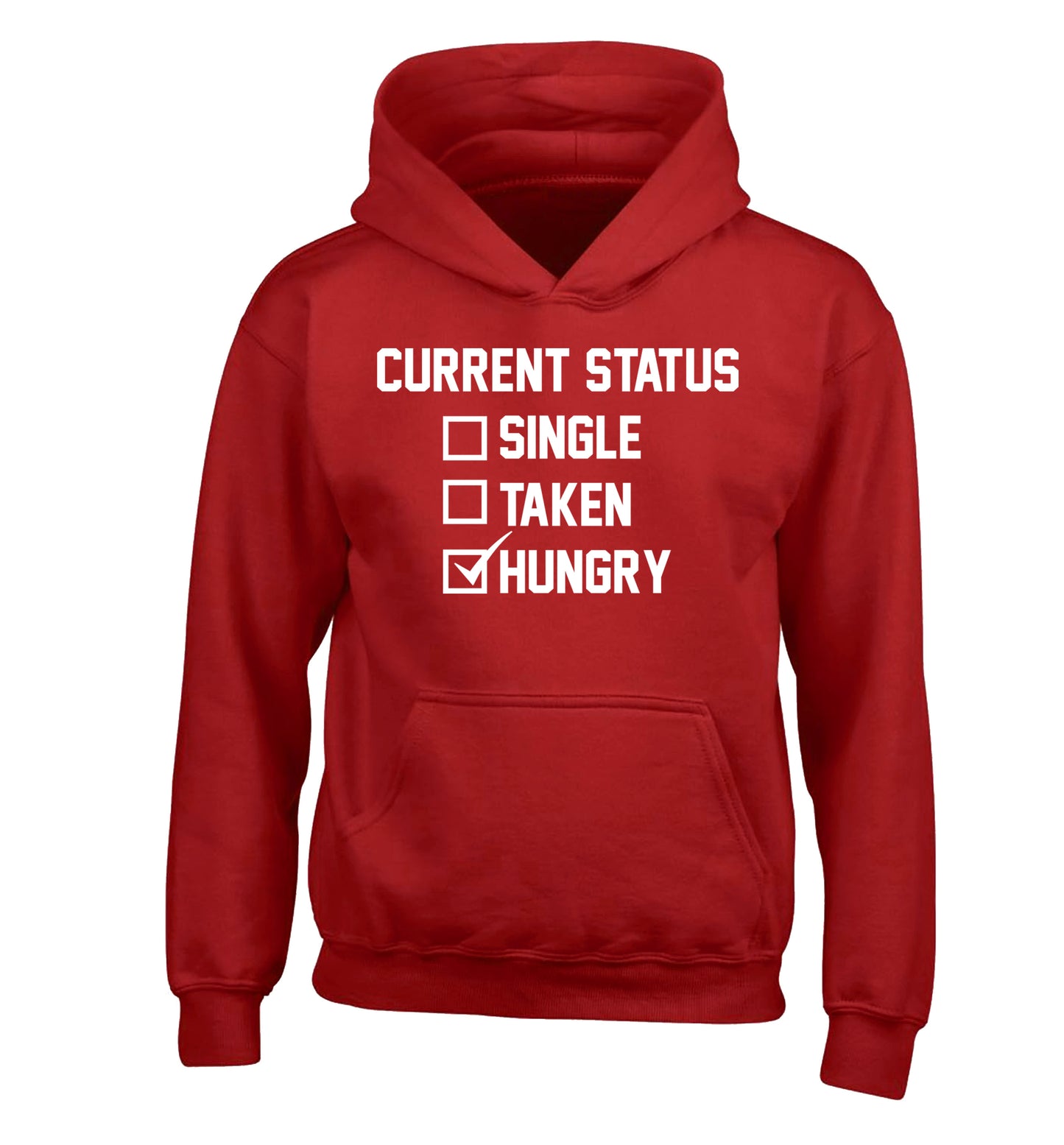 Relationship status single taken hungry children's red hoodie 12-13 Years