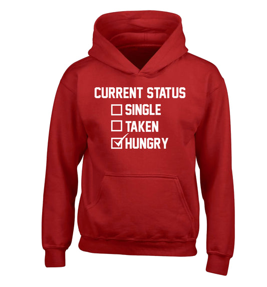 Relationship status single taken hungry children's red hoodie 12-13 Years