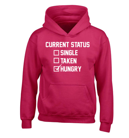 Relationship status single taken hungry children's pink hoodie 12-13 Years