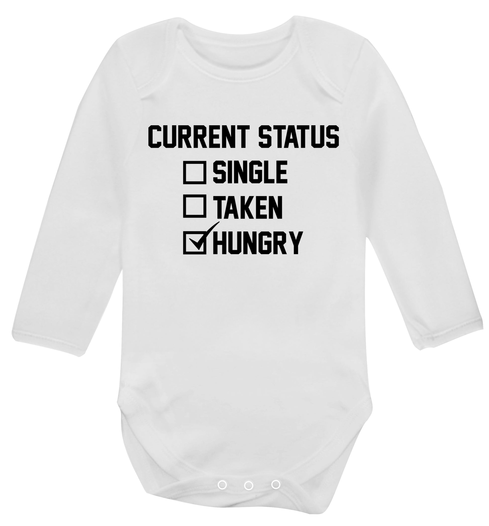 Relationship status single taken hungry Baby Vest long sleeved white 6-12 months