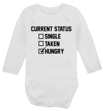 Relationship status single taken hungry Baby Vest long sleeved white 6-12 months
