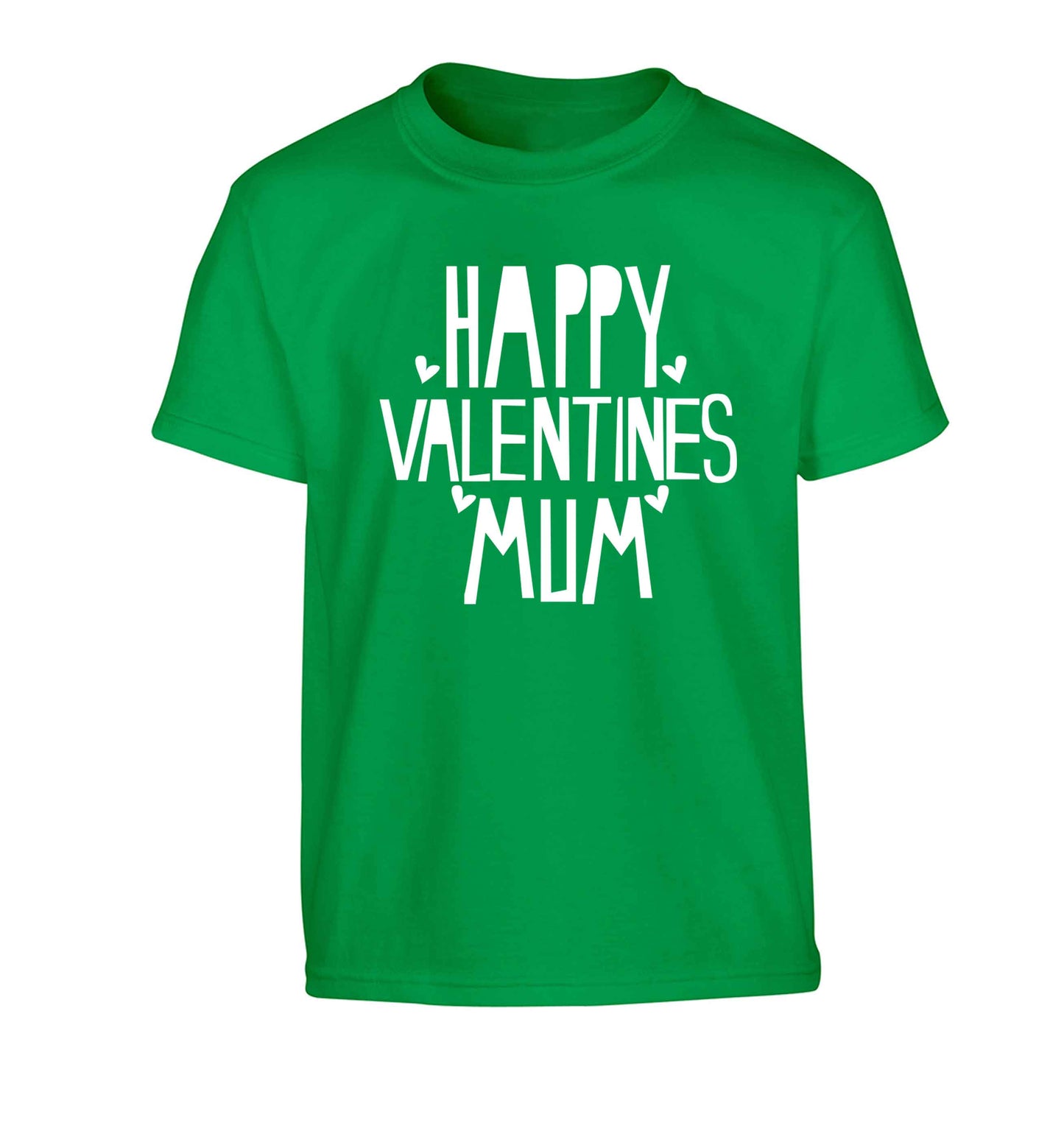 Happy valentines mum Children's green Tshirt 12-13 Years