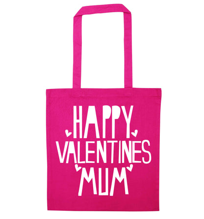 Happy valentines mum pink tote bag