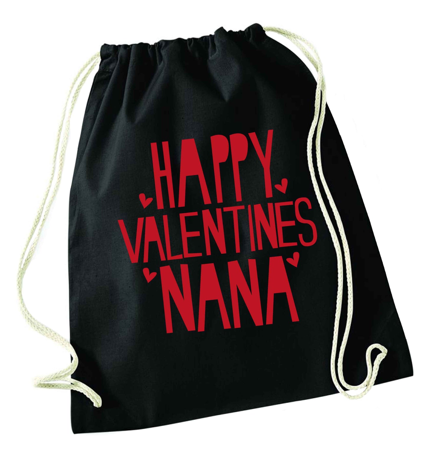 Happy valentines nana black drawstring bag