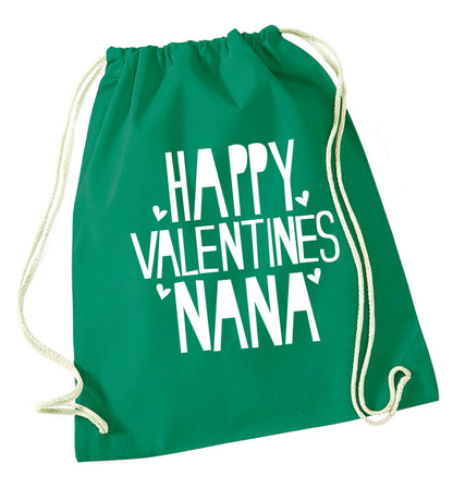 Happy valentines nana green drawstring bag