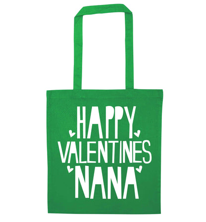 Happy valentines nana green tote bag