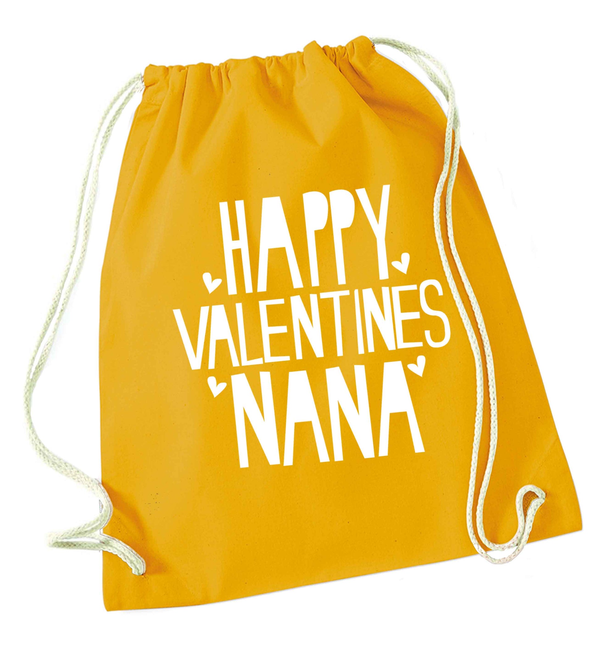 Happy valentines nana mustard drawstring bag