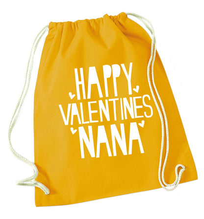 Happy valentines nana mustard drawstring bag