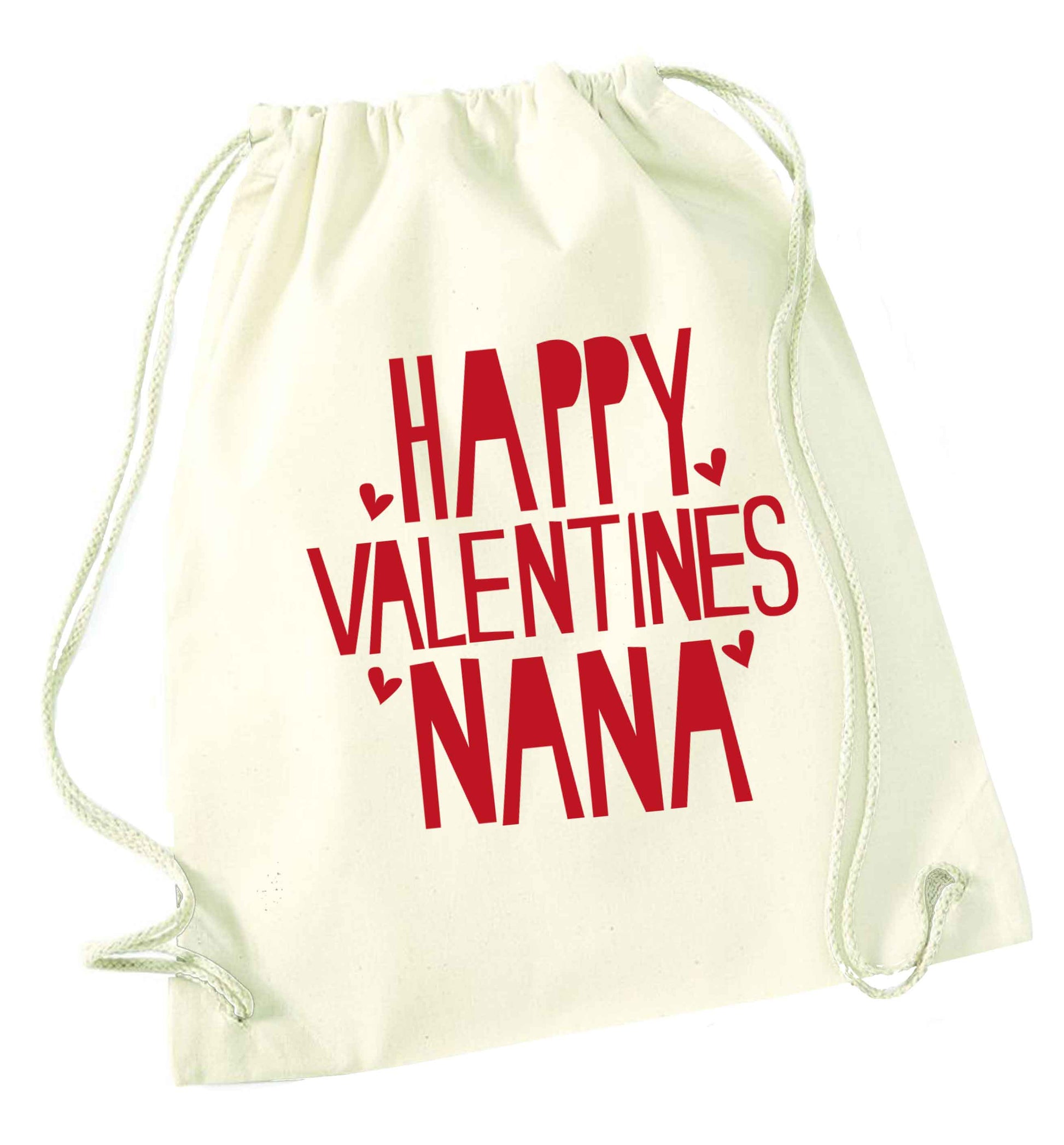 Happy valentines nana natural drawstring bag