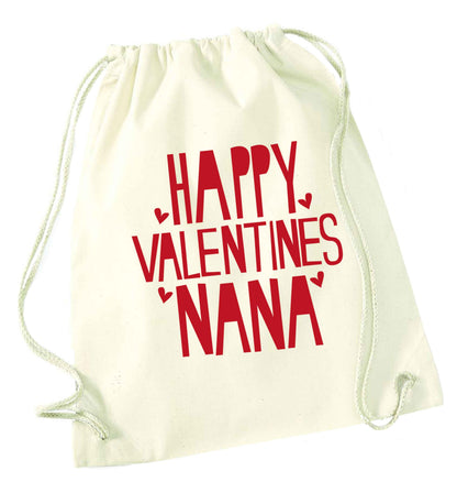 Happy valentines nana natural drawstring bag