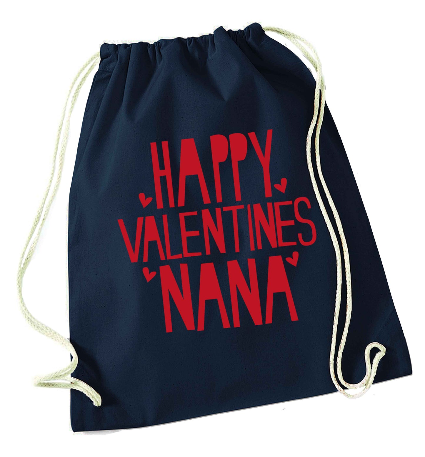 Happy valentines nana navy drawstring bag