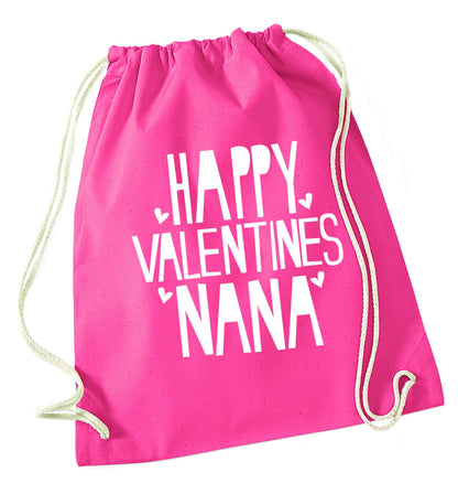 Happy valentines nana pink drawstring bag