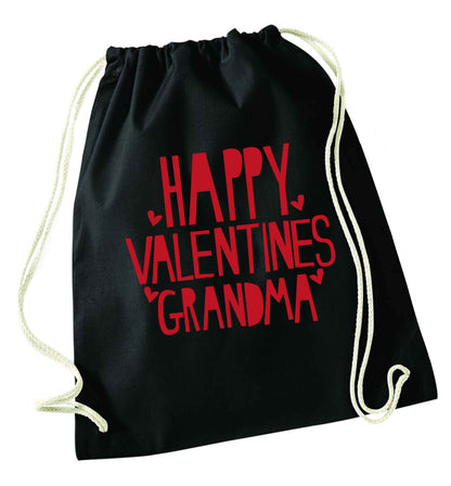 Happy valentines grandma black drawstring bag
