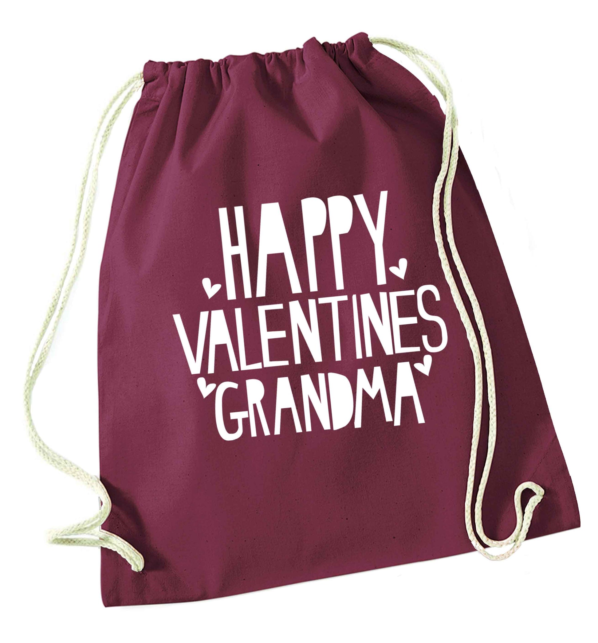 Happy valentines grandma maroon drawstring bag
