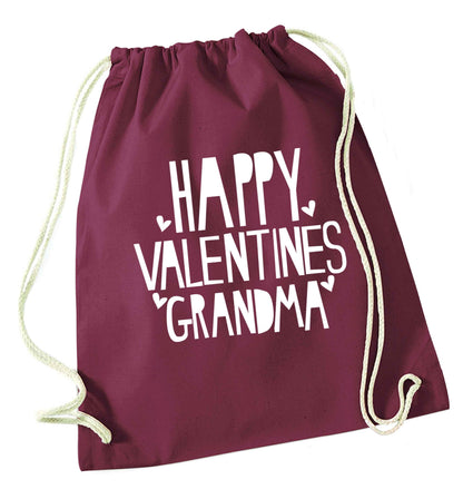 Happy valentines grandma maroon drawstring bag