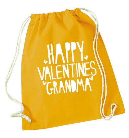 Happy valentines grandma mustard drawstring bag