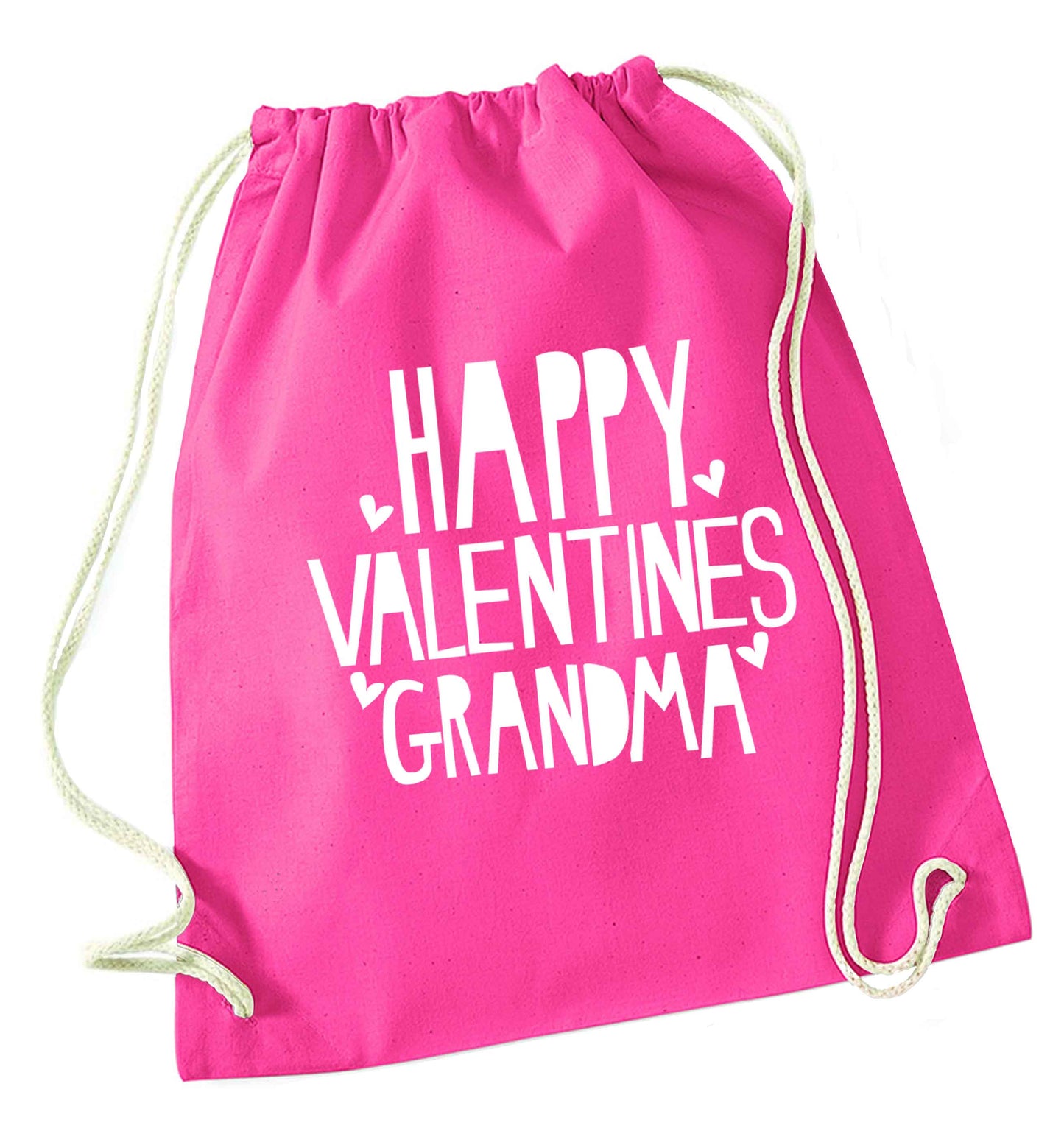 Happy valentines grandma pink drawstring bag